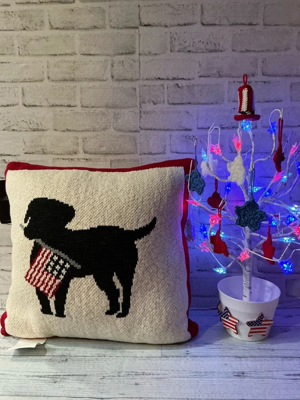Brooks Brothers Americana Black Lab Decorative Flag Pillow.